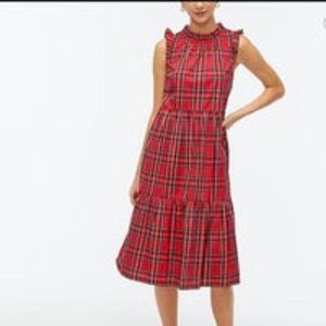 NWT J. Crew Factory Tiered Tartan Ruffle Midi Dress - US 12